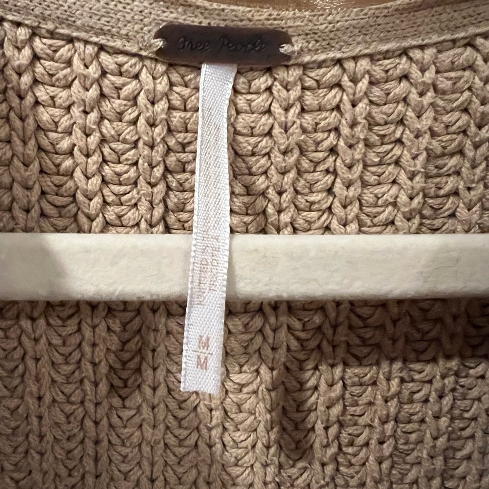 Free People Swim Too Deep Oversized Chunky Knit Cardigan | Almond | Size Medium - Picture 8 of 11